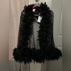 Shirley of Hollywood Black Feathered Robe